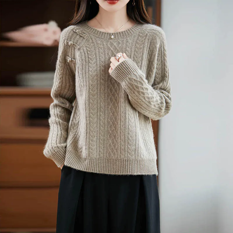 100% Wool Women's Round - Neck Pullover Sweater, 7 - Needle Twisted Pattern & Thickened, Warm and Chic
100% Wool Women's Round - Neck Pullover Sweater, 7 - Needle Twisted Pattern & Thickened, Warm and Chic