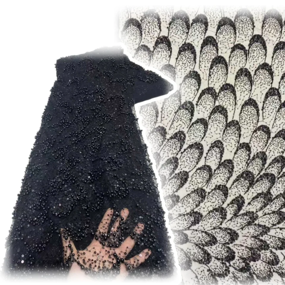 Navy African Handmade Beaded Lace Fabric Luxury Fashion French Nigerian Sequins Lace Fabric for Women's Wedding Dresses CC1181
Navy African Handmade Beaded Lace Fabric Luxury Fashion French Nigerian Sequins Lace Fabric for Women's Wedding Dresses CC1181