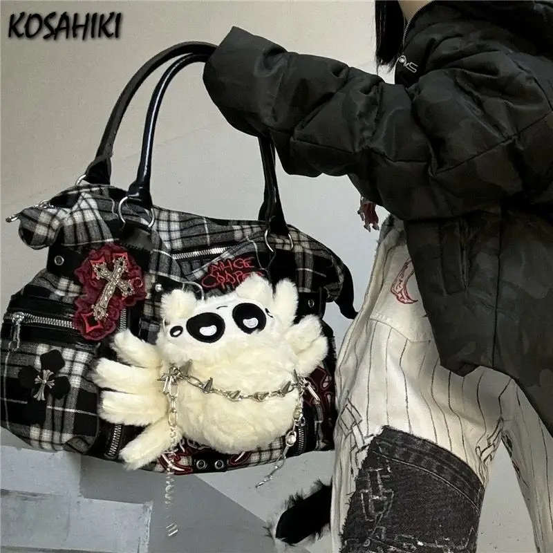 Y2k Aesthetic Gothic Spider Punk Cross Underarm Bag Vintage Streetwear Women Tote Bags Trendy Harajuku Plaid Shoulder Handbags
Y2k Aesthetic Gothic Spider Punk Cross Underarm Bag Vintage Streetwear Women Tote Bags Trendy Harajuku Plaid Shoulder Handbags