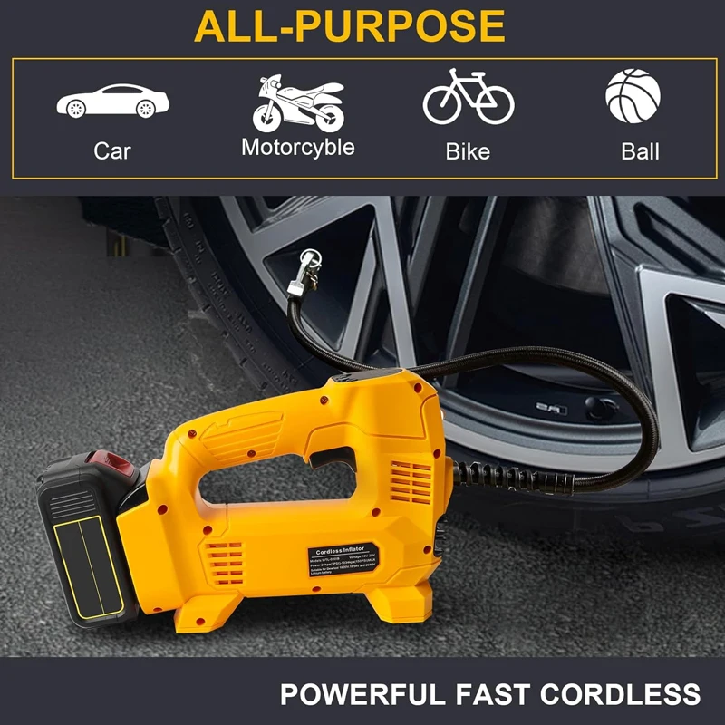 Portable Air Pump For Dewalt 20V Battery with Digital Pressure Gauge for Car,Motorcycle,Bicycle Outdoor Cordless Electric Pump
Portable Air Pump For Dewalt 20V Battery with Digital Pressure Gauge for Car,Motorcycle,Bicycle Outdoor Cordless Electric Pump