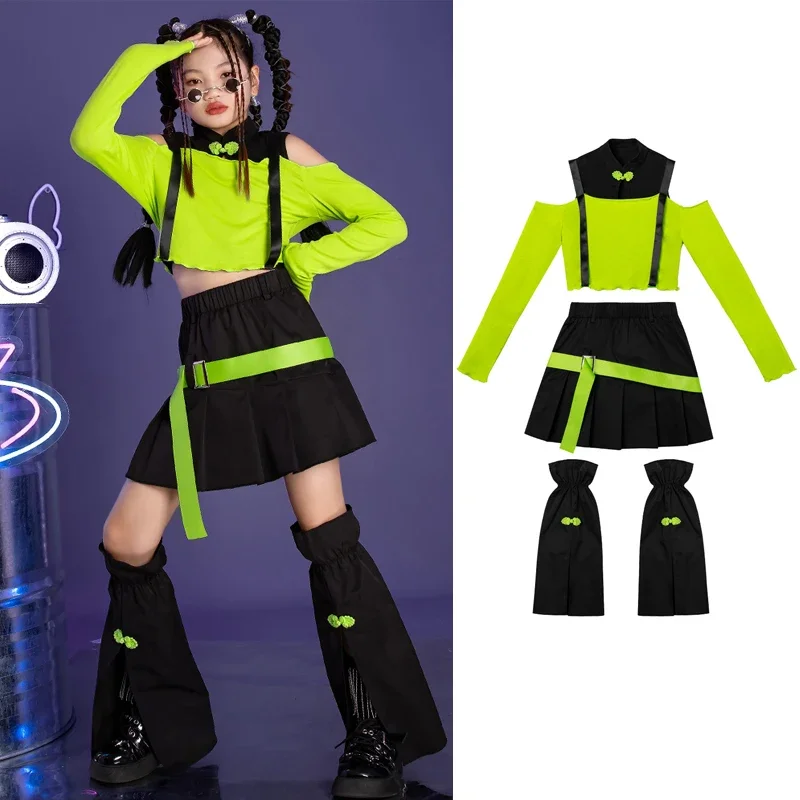 Group Kpop Stage Outfits Girls Jazz Dance Performance Costumes Kids Catwalk Clothing Green Hiphop Top Black Skirts
Group Kpop Stage Outfits Girls Jazz Dance Performance Costumes Kids Catwalk Clothing Green Hiphop Top Black Skirts