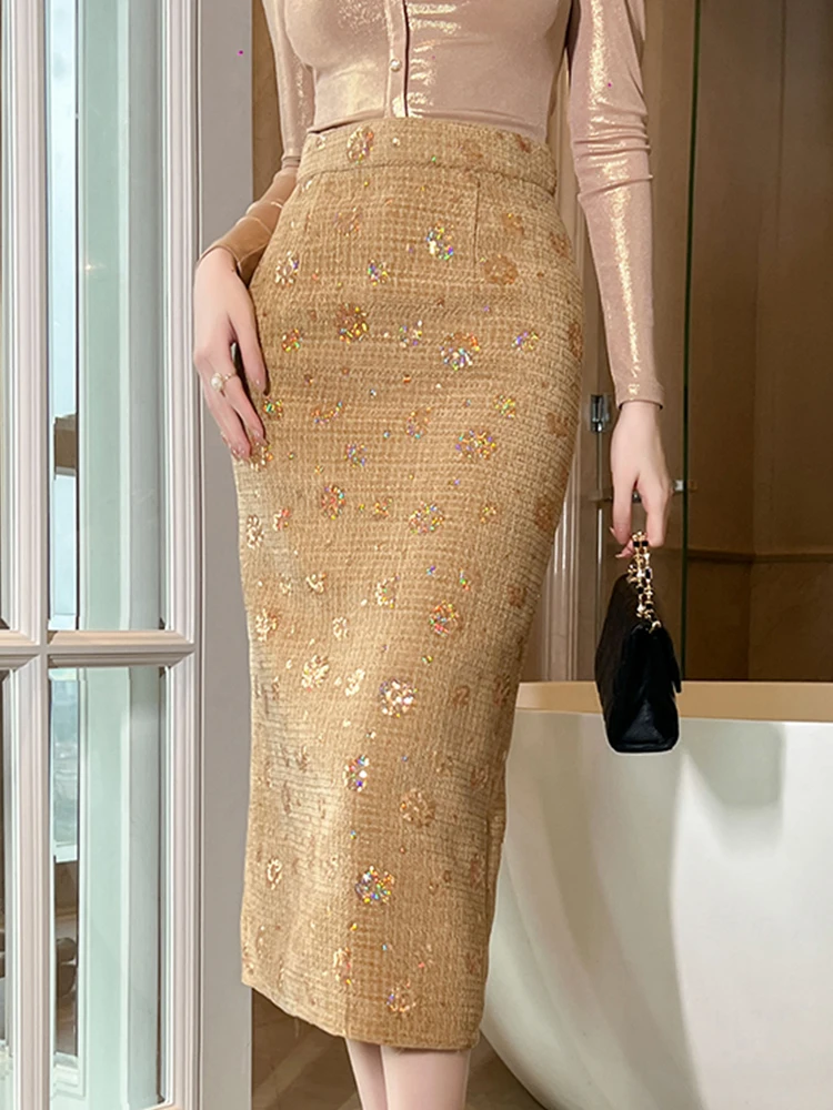 Fashion Ladies Sparkly Sequin Formal Occasion Slim Pencil Skirts Women Clothing Vintage Elegant Office High Waist Wrap Hip Skirt
Fashion Ladies Sparkly Sequin Formal Occasion Slim Pencil Skirts Women Clothing Vintage Elegant Office High Waist Wrap Hip Skirt