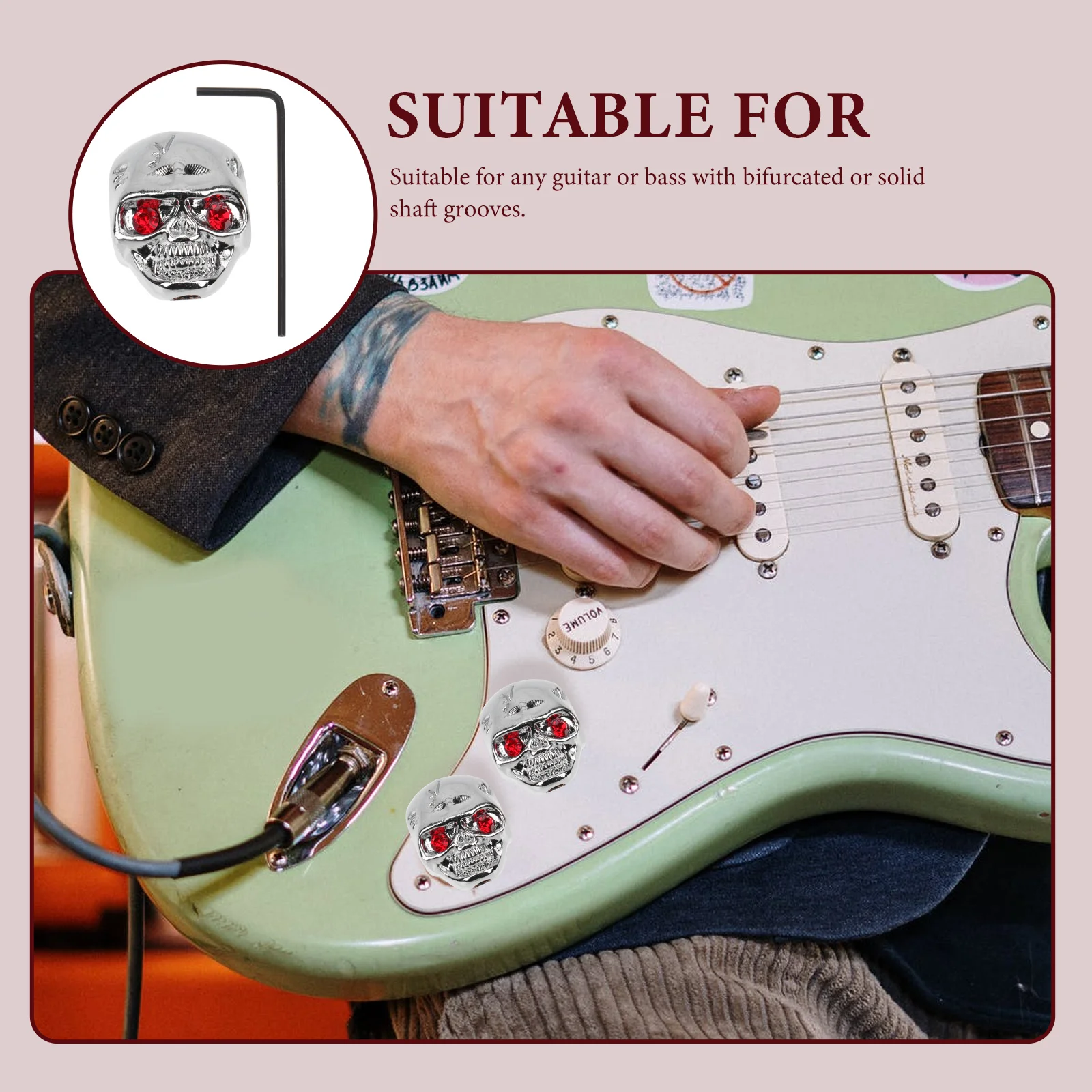 Electric Guitar Skull Design Volume Control Knob Metal Potentiometer Caps Bass Amplifier Knobs Replacement Guitar Accessory
Electric Guitar Skull Design Volume Control Knob Metal Potentiometer Caps Bass Amplifier Knobs Replacement Guitar Accessory