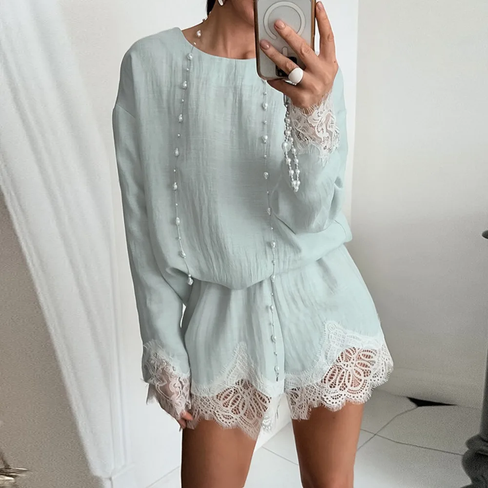2026 Women's New Spring/Summer Lace Splicing Shirt Half Skirt Two Piece Sets Fashionable Atmosphere Commuter Versatile Set
2026 Women's New Spring/Summer Lace Splicing Shirt Half Skirt Two Piece Sets Fashionable Atmosphere Commuter Versatile Set