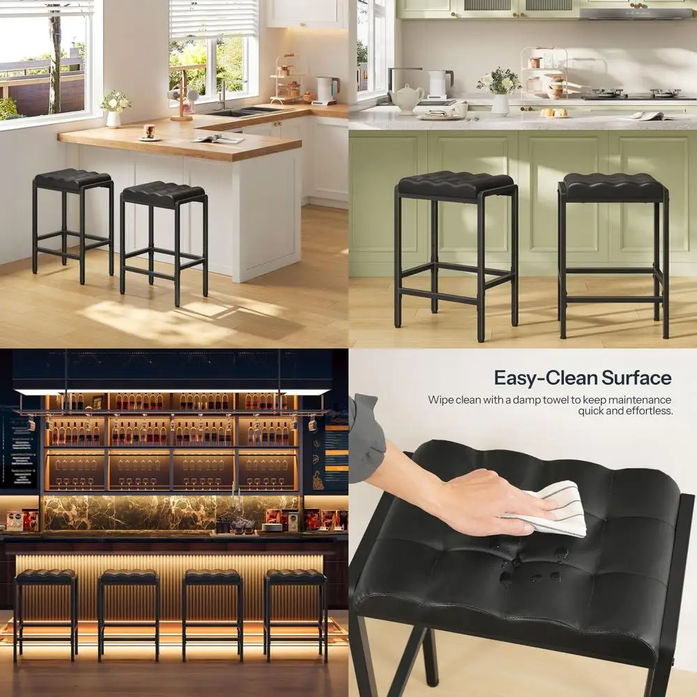 Set of 2 Counter Height Bar Stools with PU Leather Seats and Adjustable Footrests for Kitchen or Dining Area
Set of 2 Counter Height Bar Stools with PU Leather Seats and Adjustable Footrests for Kitchen or Dining Area