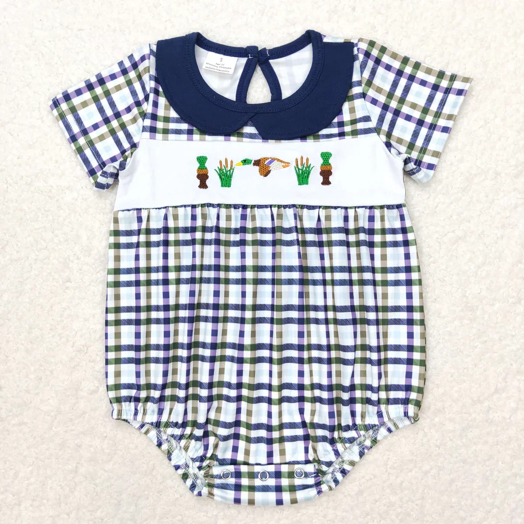Embroidery Mallard Plaid Baby Boy Romper
Embroidery Mallard Plaid Baby Boy Romper