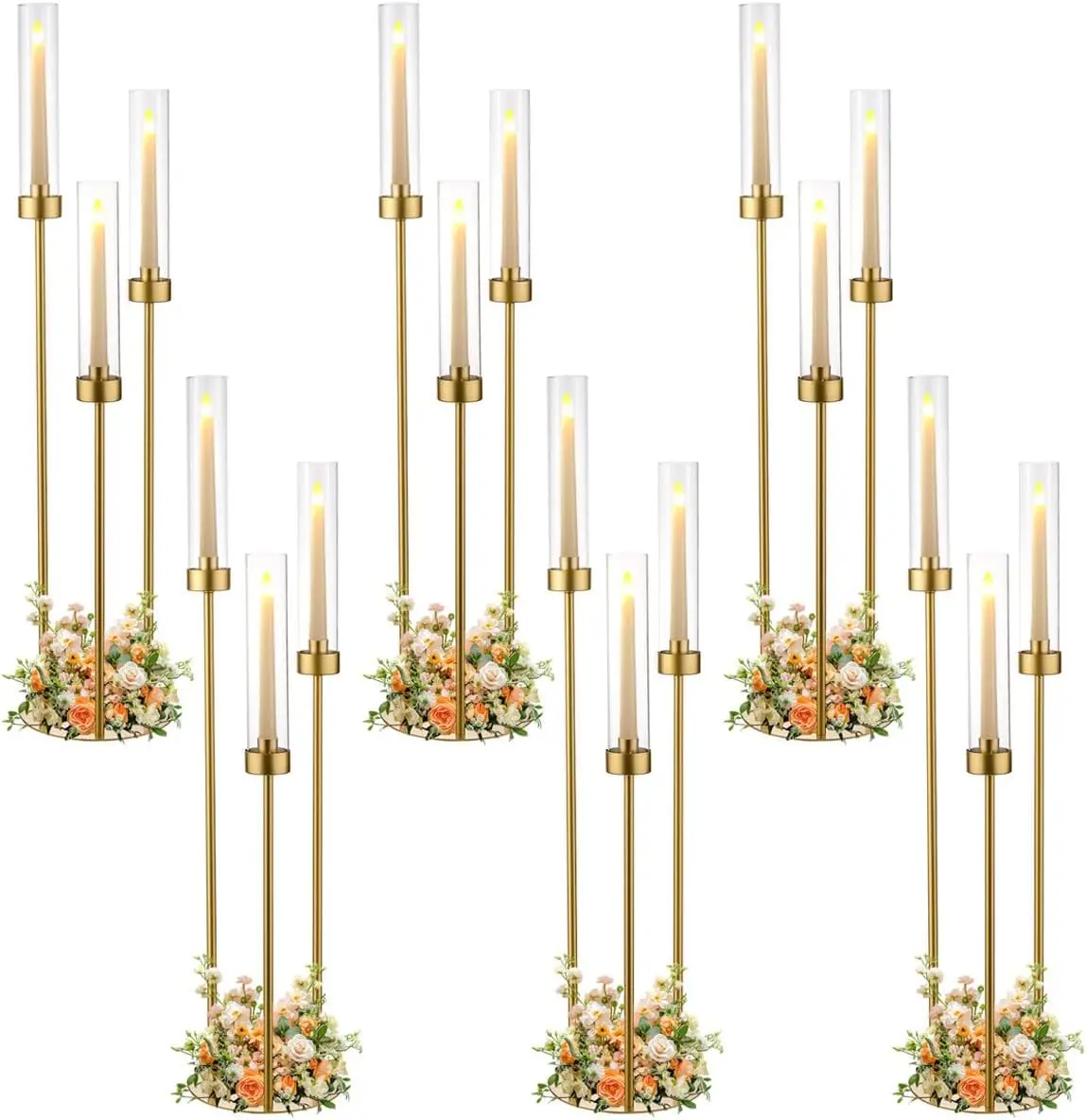 6pcs Gold Candelabra for Table Centerpieces 33.8 '' Tall Taper Candle Holders 3-arm Candelabra for Tables Wedding Birthday Party
6pcs Gold Candelabra for Table Centerpieces 33.8 '' Tall Taper Candle Holders 3-arm Candelabra for Tables Wedding Birthday Party