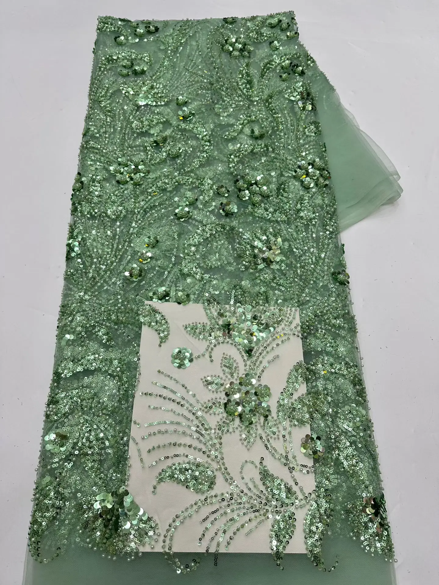 5 Yards Unique Flower Sequin French Lace Fabric Bead Heavy Craft Tulle Net Fabric for Trailing Dress 410
5 Yards Unique Flower Sequin French Lace Fabric Bead Heavy Craft Tulle Net Fabric for Trailing Dress 410