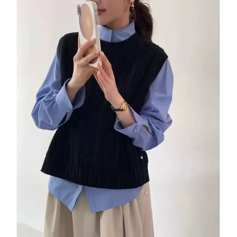 Women's Knitted Vest Svel round Ne Twist Pure Color Anti-Aging Autumn Faionable Versatile Tank Top Dongda Gate 2025
Women's Knitted Vest Svel round Ne Twist Pure Color Anti-Aging Autumn Faionable Versatile Tank Top Dongda Gate 2025