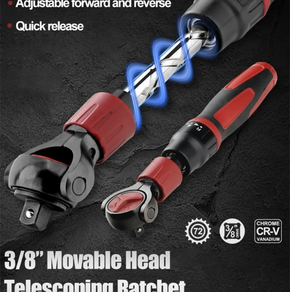 with Quick Release Reversible Switches Wrench 3/8inch Drive Ratchet Wrench Steel 72 Tooth Ratchet Flexible Head Wrench
with Quick Release Reversible Switches Wrench 3/8inch Drive Ratchet Wrench Steel 72 Tooth Ratchet Flexible Head Wrench