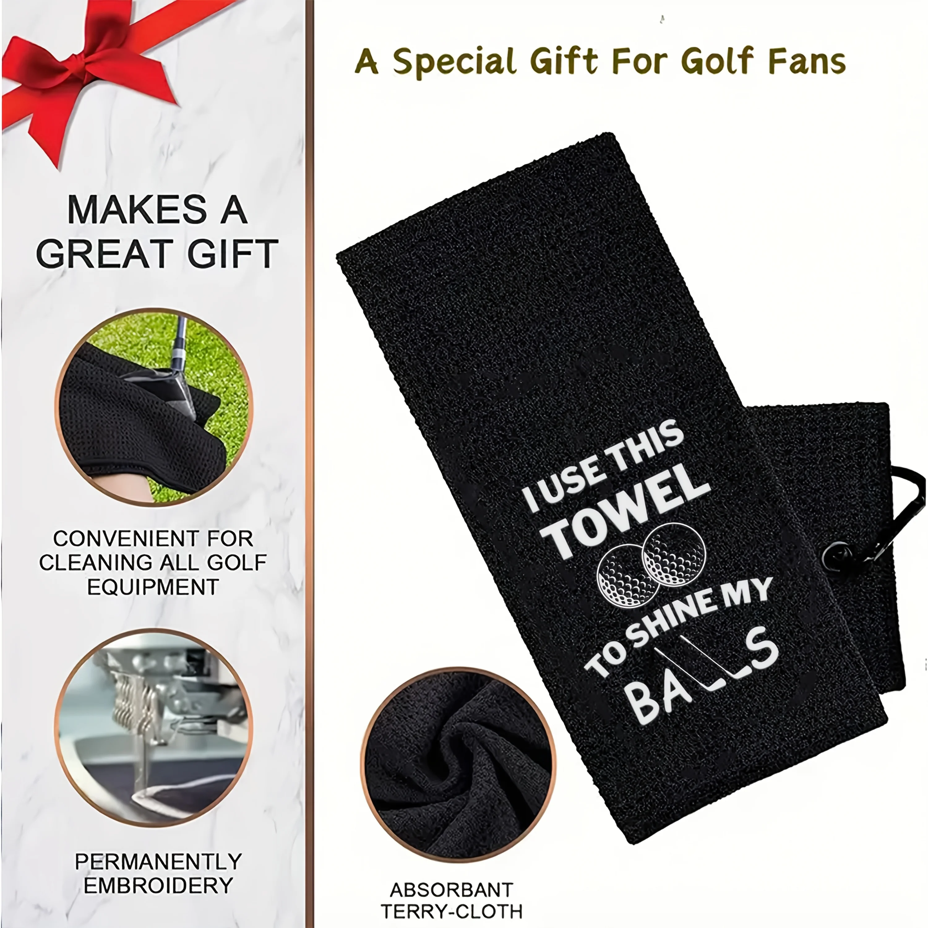 1pc Embroidered Microfiber Golf Towel with Clip, Quick-Dry Breathable Polyester Blend, "I Use This Towel To Shine My Balls" Desi
1pc Embroidered Microfiber Golf Towel with Clip, Quick-Dry Breathable Polyester Blend, "I Use This Towel To Shine My Balls" Desi