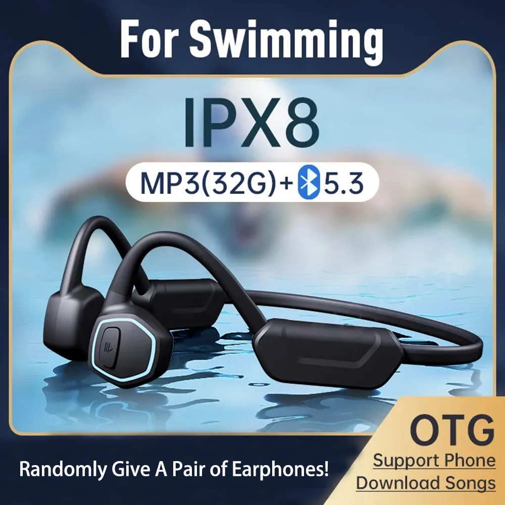 Bone Conduction Wireless Earphones IPX8 Waterproof Sports Bluetooth Headset 32GB Memory MP3 Player For Swimming Running Cycling
Bone Conduction Wireless Earphones IPX8 Waterproof Sports Bluetooth Headset 32GB Memory MP3 Player For Swimming Running Cycling