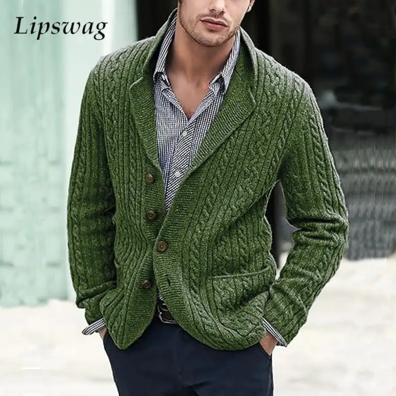 Осень-зима, новый повседневный вязаный кардиган, топы, мужские винтажные текстурированные вязаные куртки, пальто, мужские модные свитера на пуговицах с лацканами
Осень-зима, новый повседневный вязаный кардиган, топы, мужские винтажные текстурированные вязаные куртки, пальто, мужские модные свитера на пуговицах с лацканами