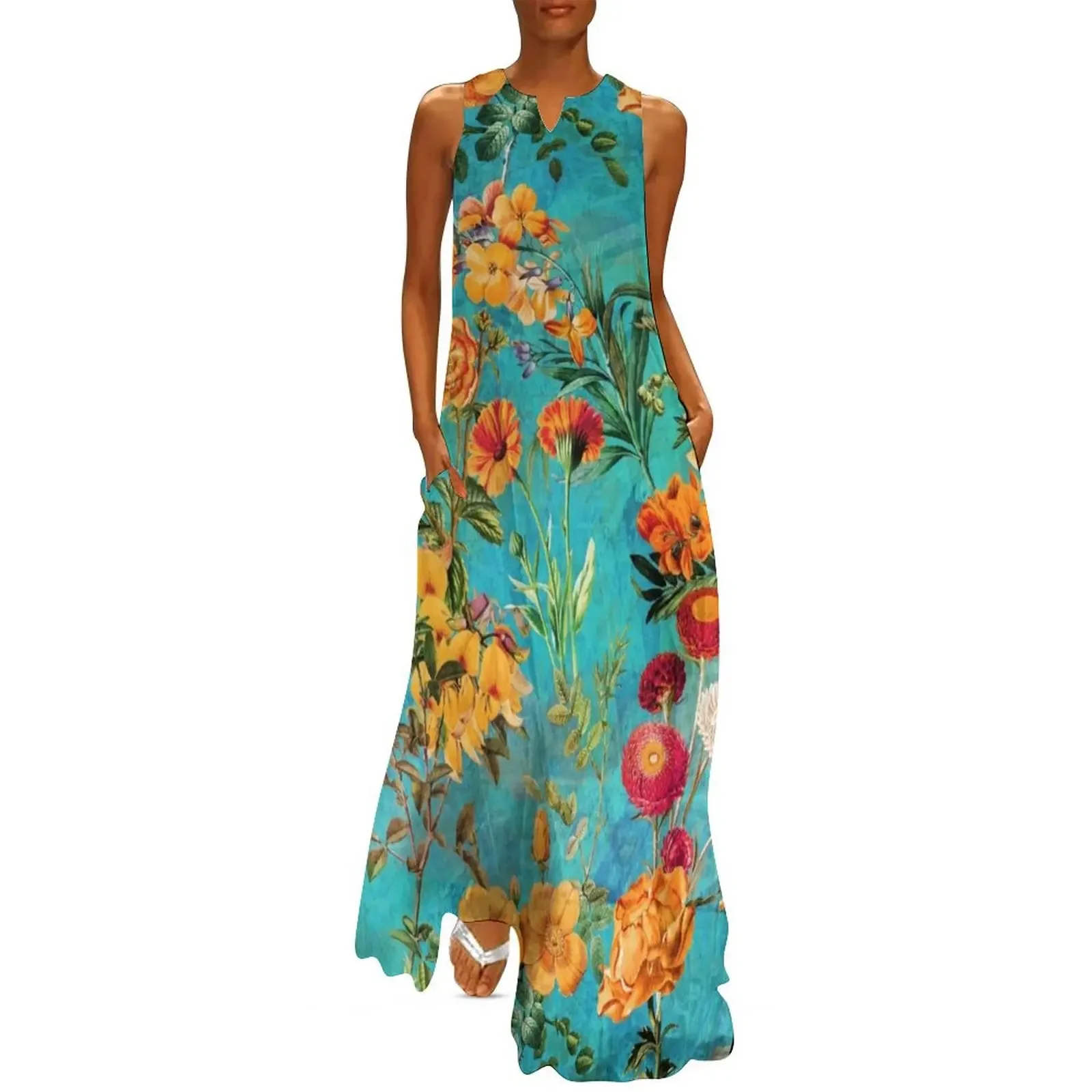 Turquoise Vintage Botanical Summer Garden Long Dress Dress woman elegant chic wedding evening dresses Dress
Turquoise Vintage Botanical Summer Garden Long Dress Dress woman elegant chic wedding evening dresses Dress