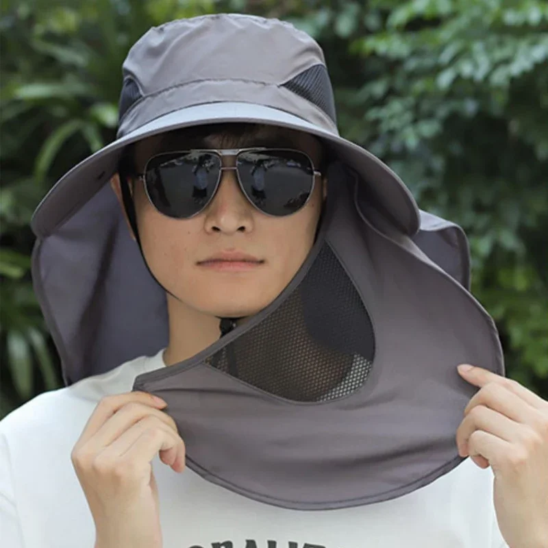 Mens Outdoor Wide Brim Fishing Hat,UPF 50+ Sun Protection Cap with Face Neck Flap for Hiking & Garden
Mens Outdoor Wide Brim Fishing Hat,UPF 50+ Sun Protection Cap with Face Neck Flap for Hiking & Garden