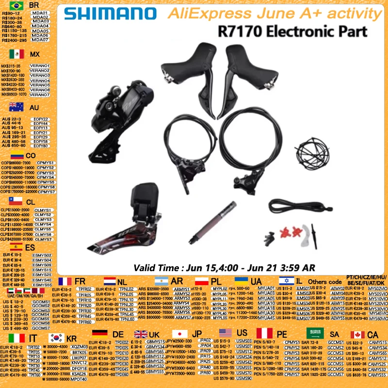 Shimano 105 R7170 Electronic Part Groupset FD R7150 2x12s RD-R7150 Battery DN300 Road Bicycle Di2 R7170 L05A K05S Small Set
Shimano 105 R7170 Electronic Part Groupset FD R7150 2x12s RD-R7150 Battery DN300 Road Bicycle Di2 R7170 L05A K05S Small Set