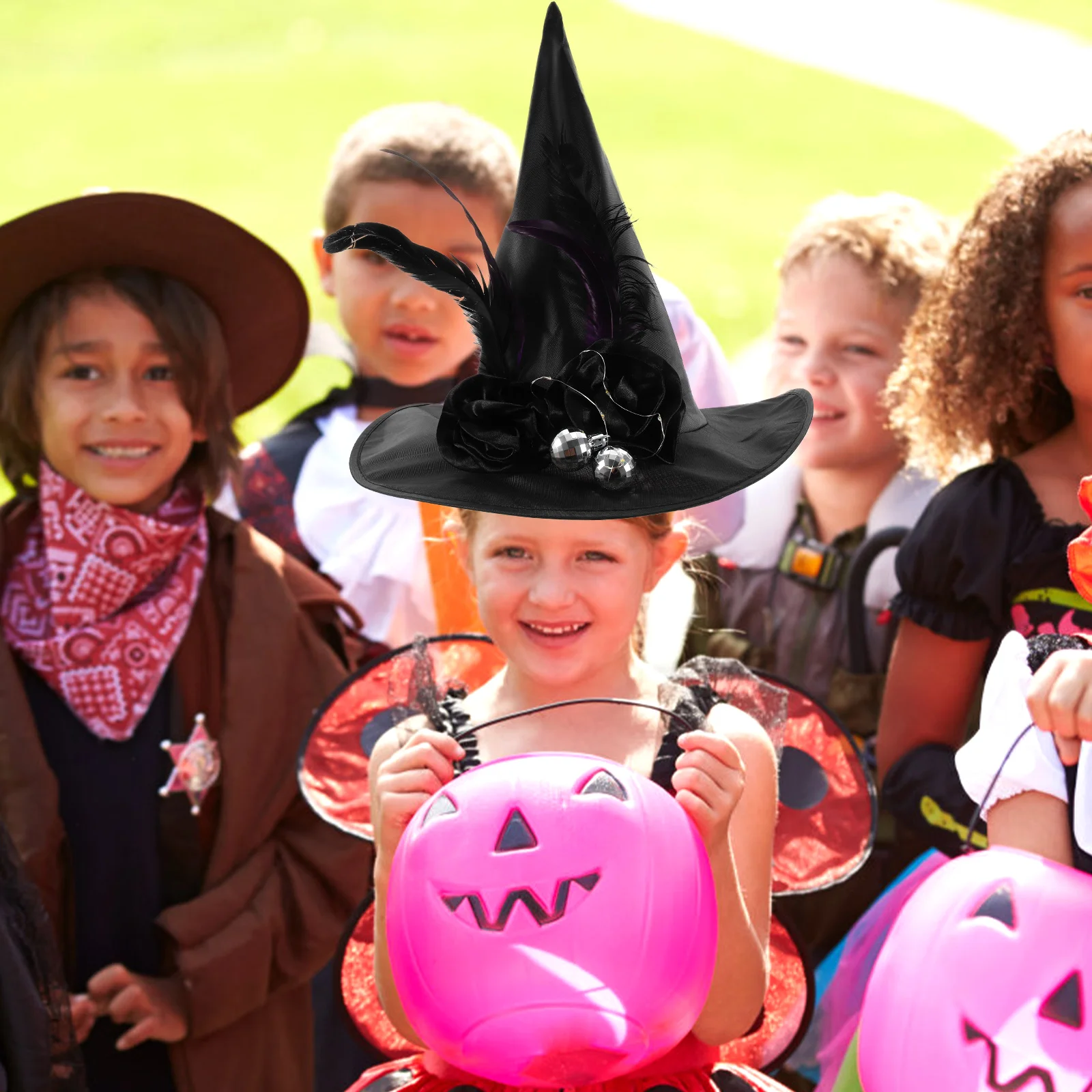 1pc Glowing Halloween Witch Hat Oxford Cloth Cosplay Party Hat Festival Decoration Shiny Ball Plume Design Universal Size
1pc Glowing Halloween Witch Hat Oxford Cloth Cosplay Party Hat Festival Decoration Shiny Ball Plume Design Universal Size