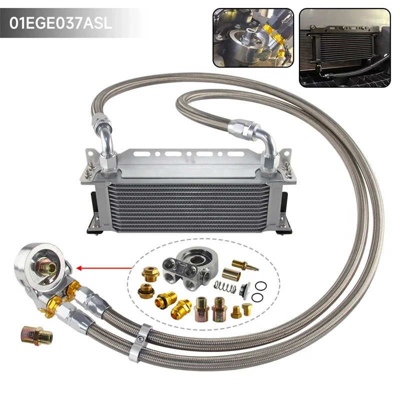 13 Row Engine Oil Cooler + Thermostat 80 Deg Oil Filter Adapter Kit Silver / Black
13 Row Engine Oil Cooler + Thermostat 80 Deg Oil Filter Adapter Kit Silver / Black