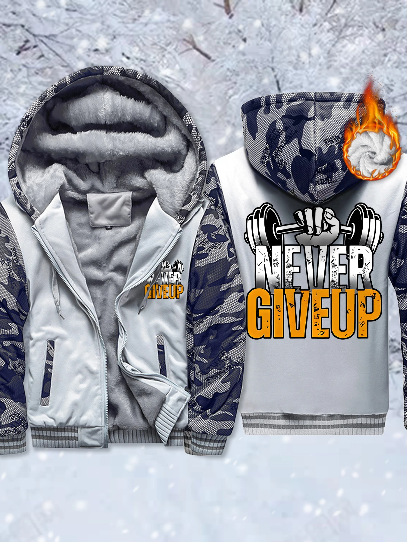 Never Give Up Fitness Printing Man Zip-Up Soft Jackets Fleece Comfy Clothing Winter Fashion Outwear Thicken Warm Veste
Never Give Up Fitness Printing Man Zip-Up Soft Jackets Fleece Comfy Clothing Winter Fashion Outwear Thicken Warm Veste
