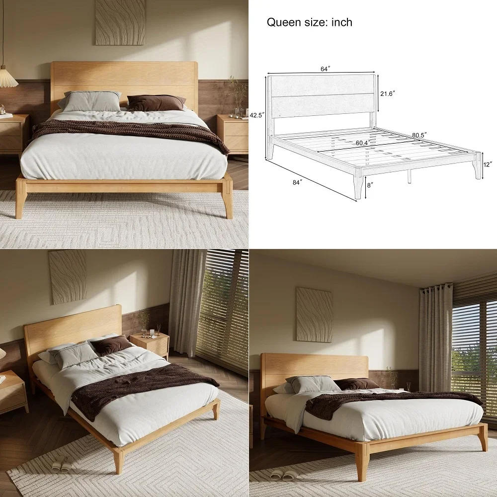 Queen Size Bamboo Platform Bed, MidCentury Modern Bed Frame with Tall Headboard, Solid Sustainable Bedframe QueenSize, Wood Sla
Queen Size Bamboo Platform Bed, MidCentury Modern Bed Frame with Tall Headboard, Solid Sustainable Bedframe QueenSize, Wood Sla