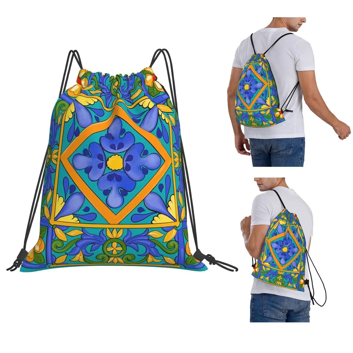 Summer ,Sicilian Tiles ,majolica,lemons ,Mediterranean Backpacks Drawstring Bundle Pocket Shoes Bag Book Bags for Travel School
Summer ,Sicilian Tiles ,majolica,lemons ,Mediterranean Backpacks Drawstring Bundle Pocket Shoes Bag Book Bags for Travel School