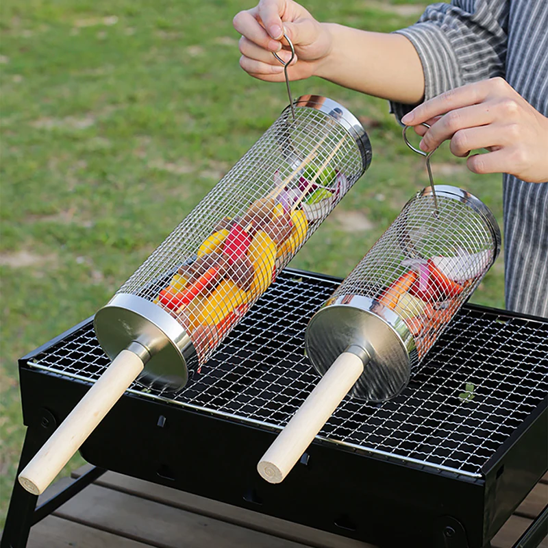 BBQ Basket Stainless Steel Rolling Grilling Basket Wire Mesh Cylinder Grill Basket Portable Round Outdoor Camping Barbecue Rack
BBQ Basket Stainless Steel Rolling Grilling Basket Wire Mesh Cylinder Grill Basket Portable Round Outdoor Camping Barbecue Rack