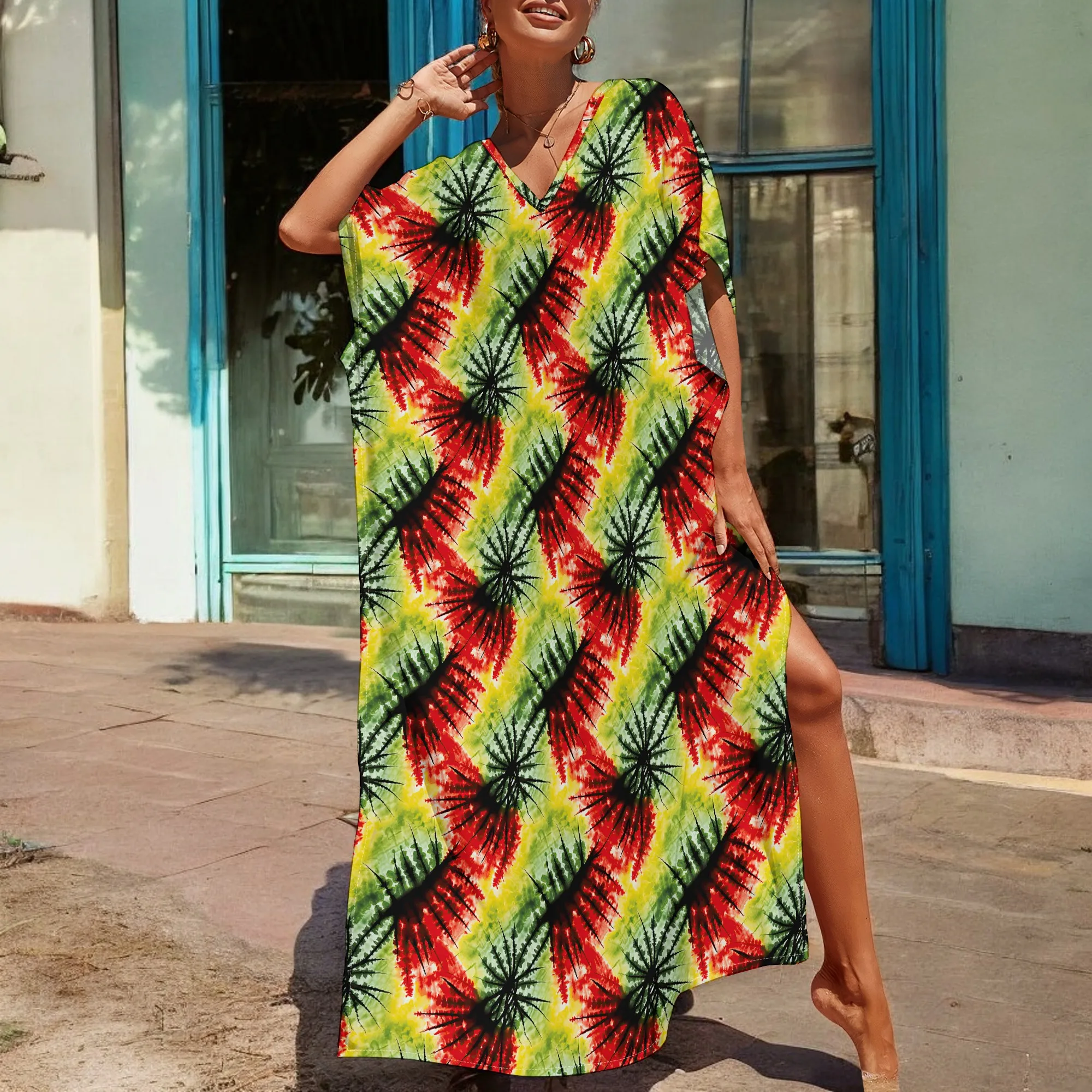 Rasta Tie Dye Kaftan Dress S-3XL Reggae Festival Loose Maxi Dress for Women
Rasta Tie Dye Kaftan Dress S-3XL Reggae Festival Loose Maxi Dress for Women