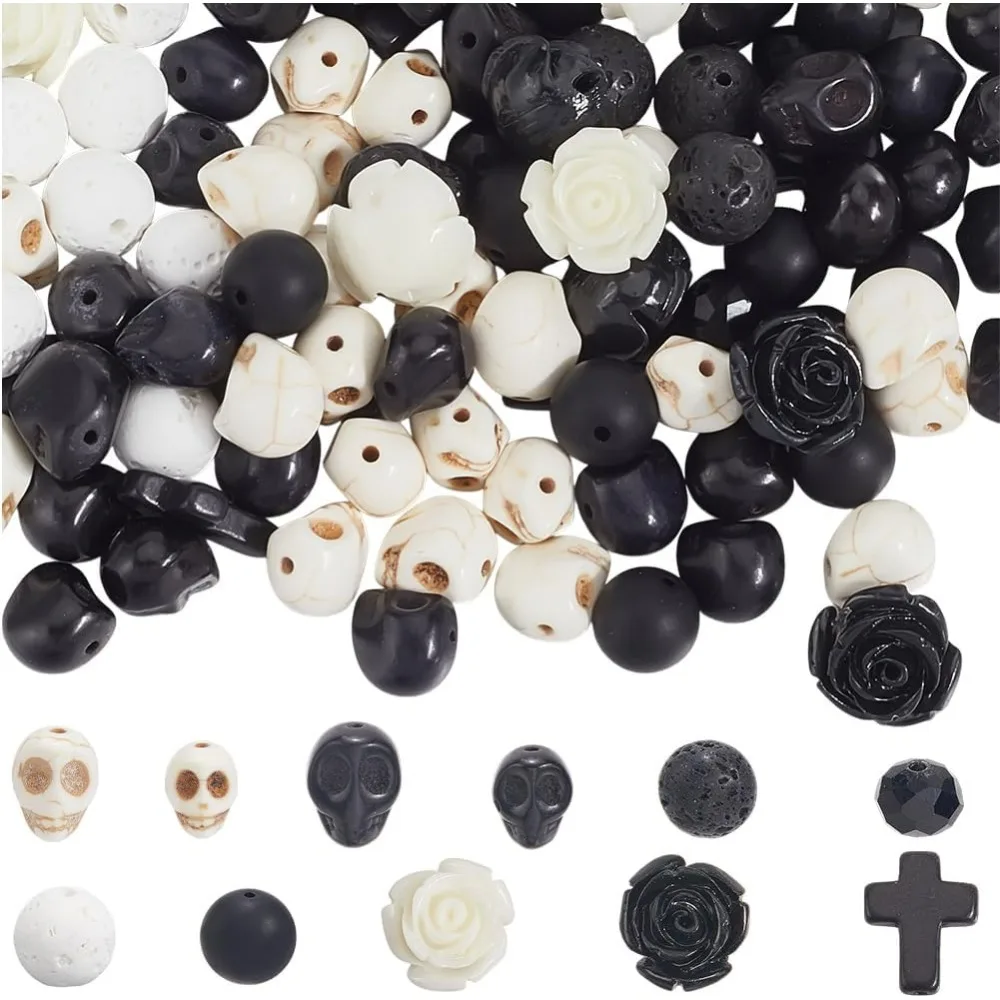 203Pcs Skull Bead Kit Skull Beads Halloween Gothic Roses Cross Charms Turquoise Black Stone
203Pcs Skull Bead Kit Skull Beads Halloween Gothic Roses Cross Charms Turquoise Black Stone