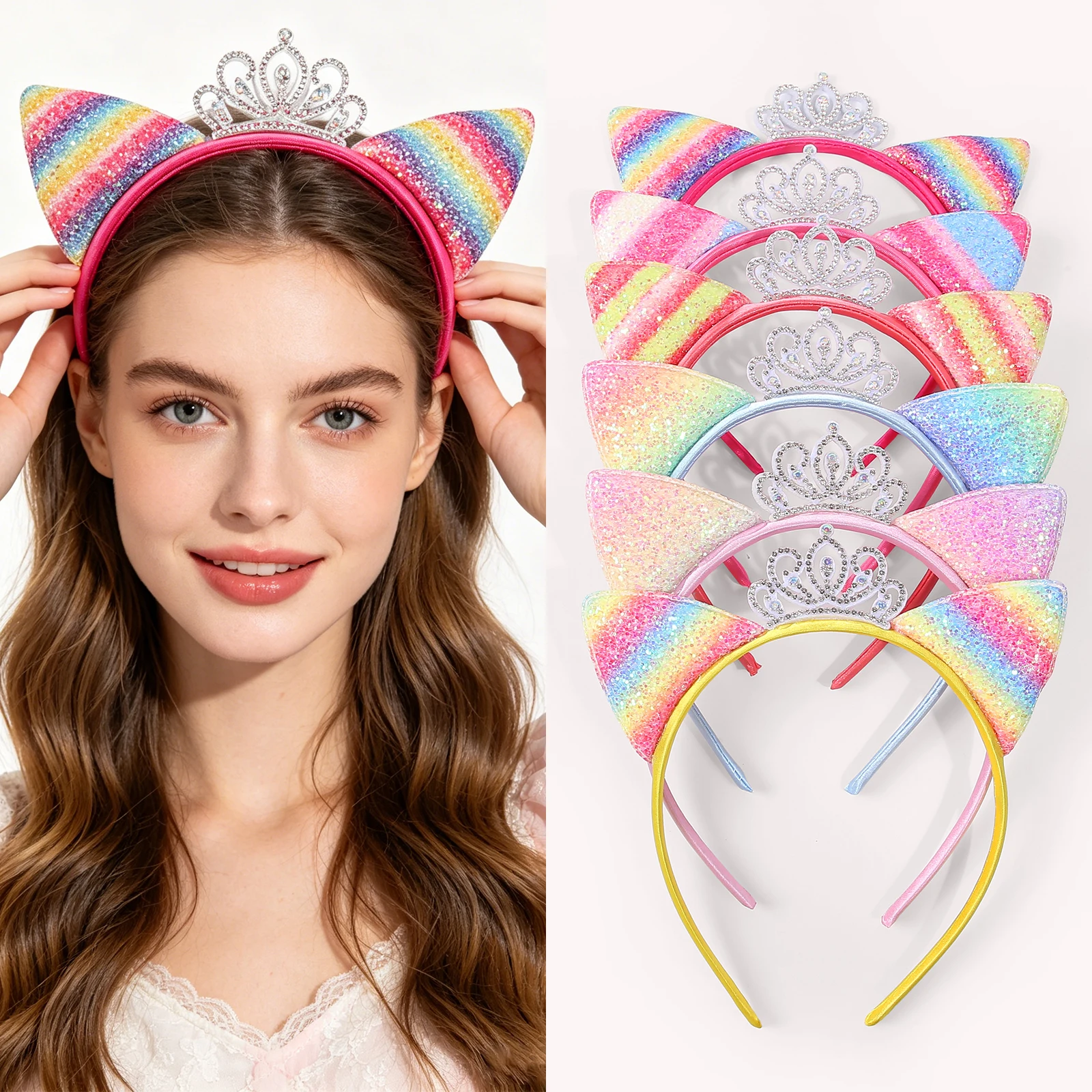 3pcs Cartoon Cat Ear Headbands Rainbow Crown Headband Birthday Party Hairbands Kids Girls Hair Accessories
3pcs Cartoon Cat Ear Headbands Rainbow Crown Headband Birthday Party Hairbands Kids Girls Hair Accessories