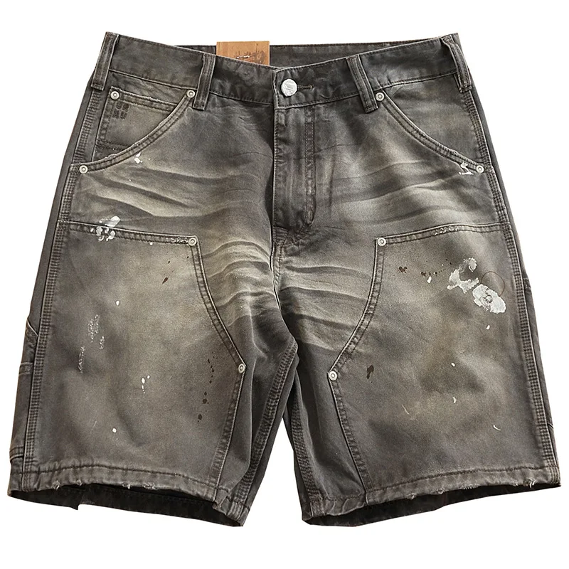Retro vintage denim shorts for men, high-quality, fashionable, nostalgic, heavyweight washed workwear, cropped pants
Retro vintage denim shorts for men, high-quality, fashionable, nostalgic, heavyweight washed workwear, cropped pants