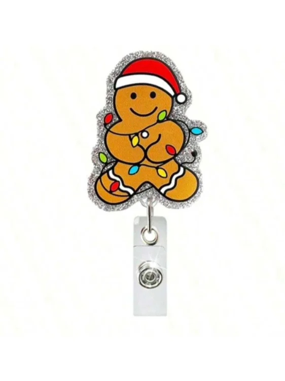 Christmas Glitter Gingerbread Man Badge Reel, Expandable ID Badge Holder with Rotating Crocodile Clip, Holiday Themed Retractable Lanyard for Festivals
Christmas Glitter Gingerbread Man Badge Reel, Expandable ID Badge Holder with Rotating Crocodile Clip, Holiday Themed Retractable Lanyard for Festivals