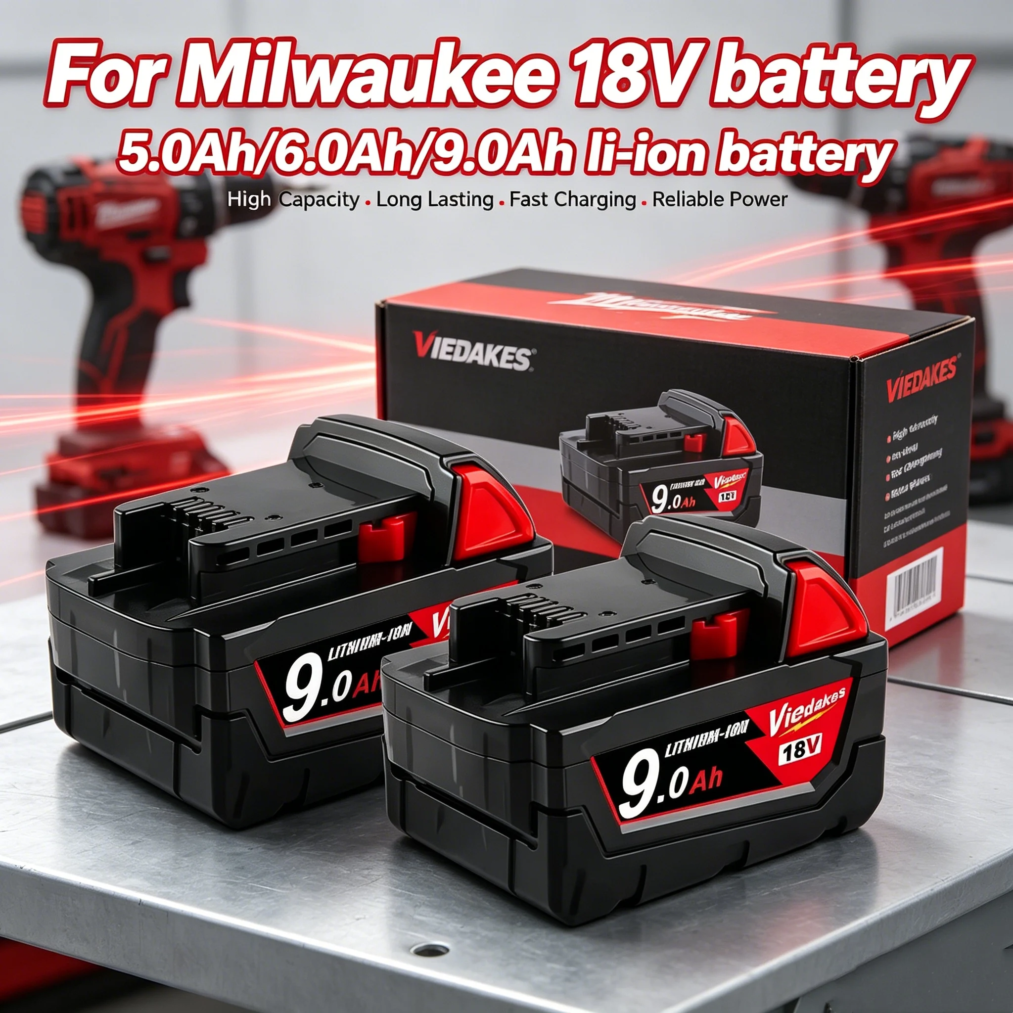 For Milwaukee 18V Battery, BR, XC, 18V, 9000mAh M18B5, 48-11-1860, Built-in 21700 Battery Power Tool replacement battery
For Milwaukee 18V Battery, BR, XC, 18V, 9000mAh M18B5, 48-11-1860, Built-in 21700 Battery Power Tool replacement battery
