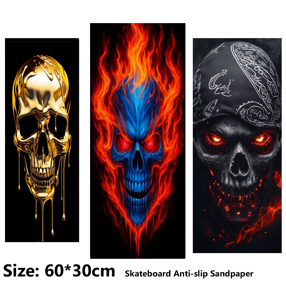 Dripping Flames Headscarf with Skull Pattern Electric Scooter Anti-slip Sticker Sandpaper Skateboard Grip Tape Sheet 60*30cm
Dripping Flames Headscarf with Skull Pattern Electric Scooter Anti-slip Sticker Sandpaper Skateboard Grip Tape Sheet 60*30cm