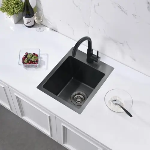 13 Inch Black T304 Stainless Steel Topmount Bar Sink For Kitchen Prep, RV, Outdoor And Laundry Use
13 Inch Black T304 Stainless Steel Topmount Bar Sink For Kitchen Prep, RV, Outdoor And Laundry Use