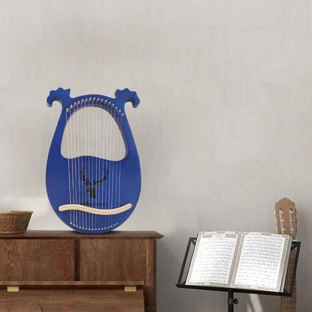 16 Strings Blue Lyre Harp - Solid Mahogany&Metal Strings, Polished Finish, Complete Accessories (Extra Strings) Portable
16 Strings Blue Lyre Harp - Solid Mahogany&Metal Strings, Polished Finish, Complete Accessories (Extra Strings) Portable