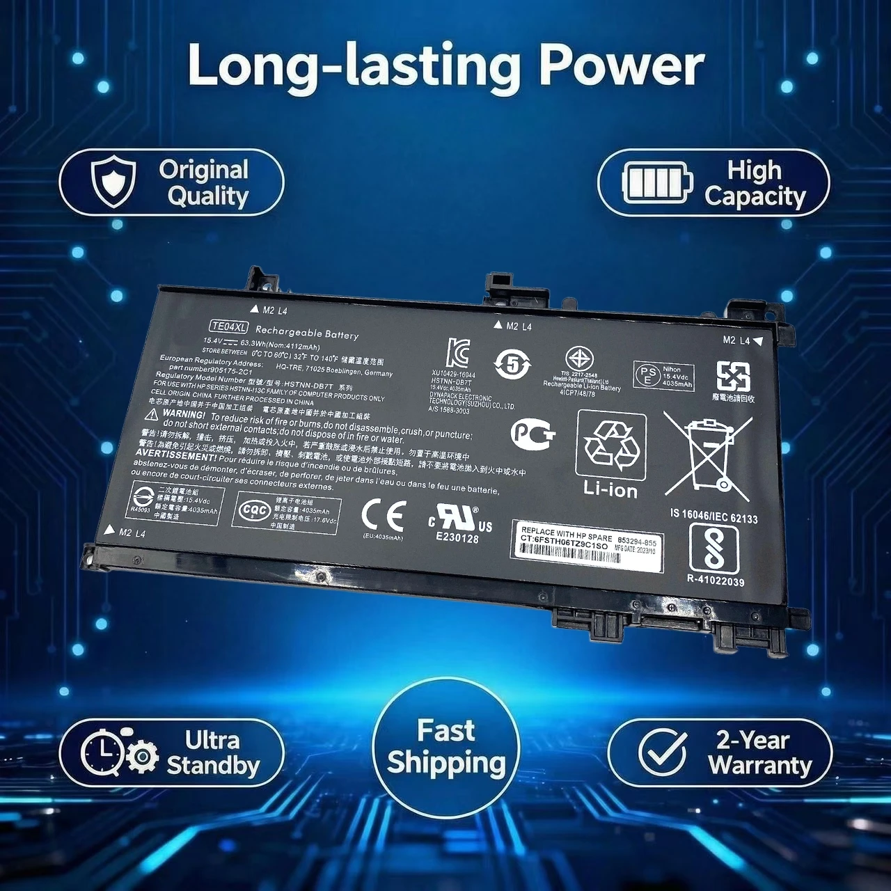 Original TE04XL Laptop Battery For HP OMEN 15-AX200 15- AX218TX 15-AX210TX 15-AX235NF 15-AX202N 15-BC200 HSTNN-DB7T 905277-855
Original TE04XL Laptop Battery For HP OMEN 15-AX200 15- AX218TX 15-AX210TX 15-AX235NF 15-AX202N 15-BC200 HSTNN-DB7T 905277-855