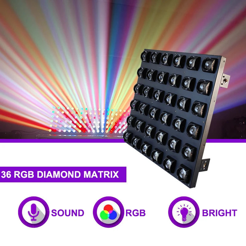 Sunart 36 LED RGB Diamond Matrix Stage Effect Lighting For DJ Disco Party Wedding Events Shows Club DMX Auto Sound Fixture
Sunart 36 LED RGB Diamond Matrix Stage Effect Lighting For DJ Disco Party Wedding Events Shows Club DMX Auto Sound Fixture