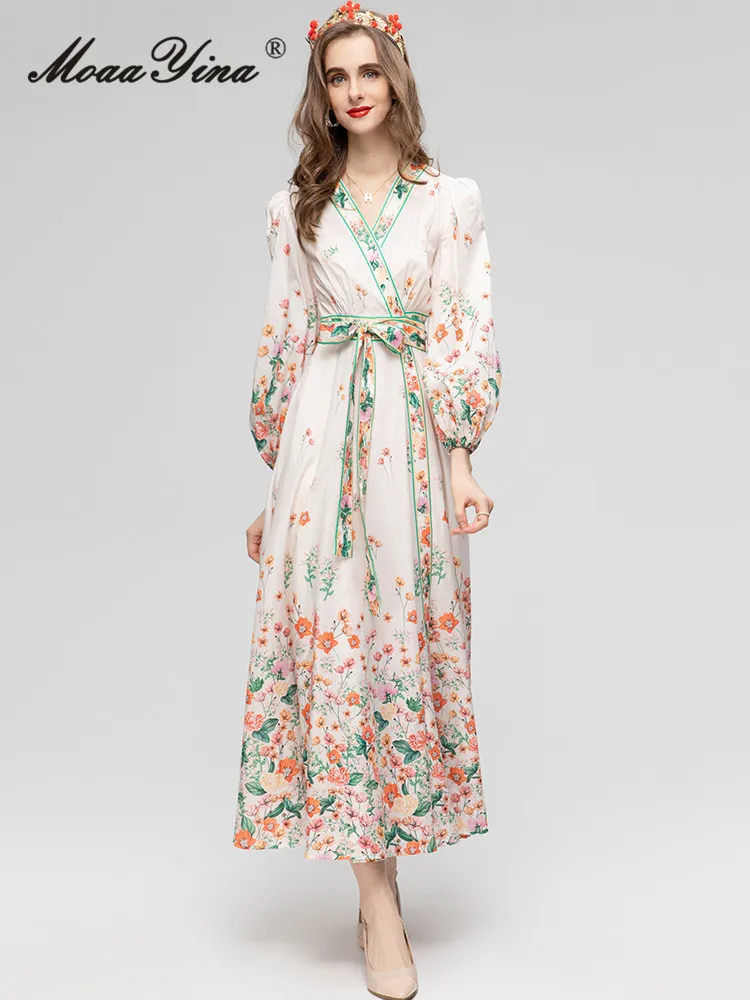 MoaaYina Summer Fashion Runway Elegant Party Dress Women V-Neck Long Sleeve Frenulum Gathered Waist Floral Print Slim Long Dress
MoaaYina Summer Fashion Runway Elegant Party Dress Women V-Neck Long Sleeve Frenulum Gathered Waist Floral Print Slim Long Dress