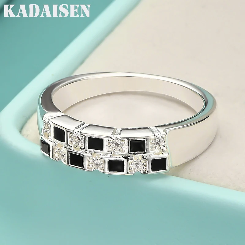 925 Sterling Silver Black White Lattice Zircon 7-10# Ring For Women Wedding Party Gift Fashion Charm Jewelry
925 Sterling Silver Black White Lattice Zircon 7-10# Ring For Women Wedding Party Gift Fashion Charm Jewelry