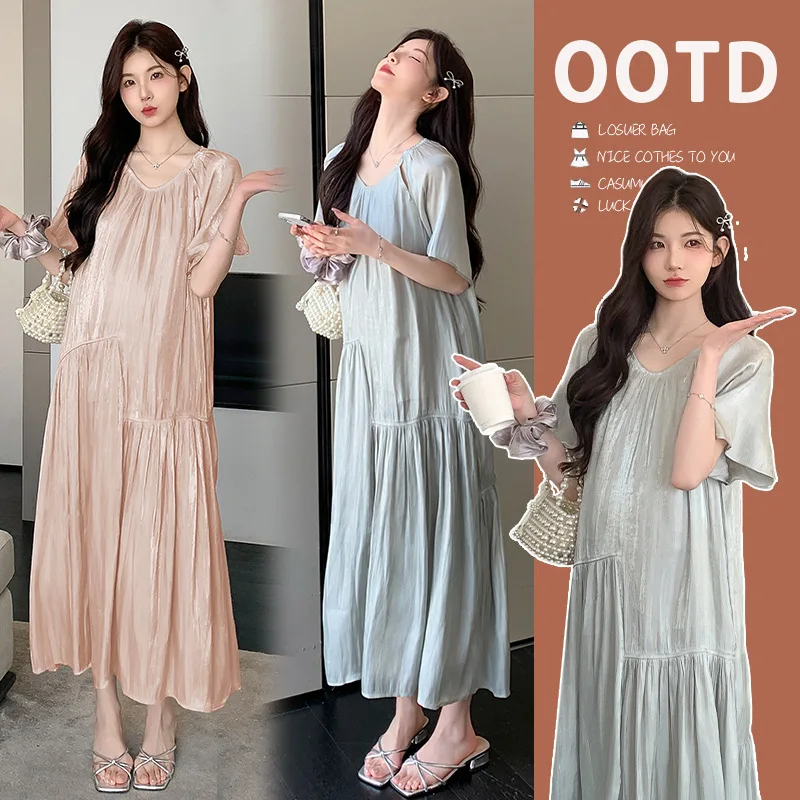Pregnant Women's Clothing 2025 Summer New French Sweet Temperament Loose Slimming Short Sleeved Pregnant Women's Dress
Pregnant Women's Clothing 2025 Summer New French Sweet Temperament Loose Slimming Short Sleeved Pregnant Women's Dress
