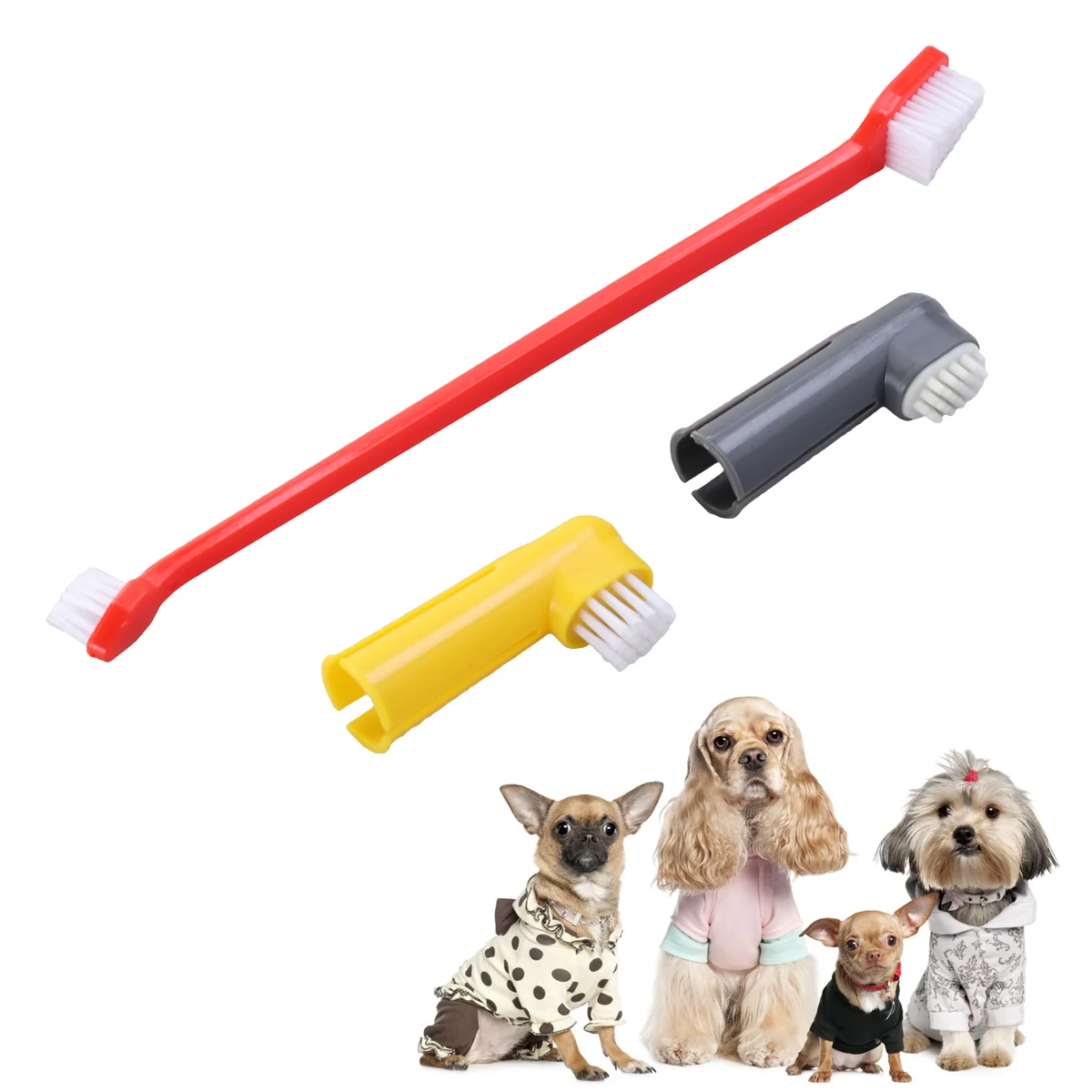3 Pack Pet Toothbrush Set Random Color Dual Headed Finger Brushes Dog Dental Hygiene Teeth Plaque Removal Puppy Kitten
3 Pack Pet Toothbrush Set Random Color Dual Headed Finger Brushes Dog Dental Hygiene Teeth Plaque Removal Puppy Kitten
