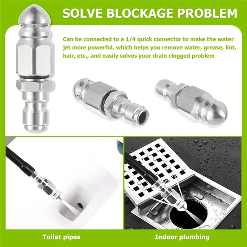 A93E-5000 PSI Hose Nozzle Stainless Steel Sewer Jet Nozzle Pressure Washer Sewer Jetter Nozzle Head 1/4" Quick Connector
A93E-5000 PSI Hose Nozzle Stainless Steel Sewer Jet Nozzle Pressure Washer Sewer Jetter Nozzle Head 1/4" Quick Connector
