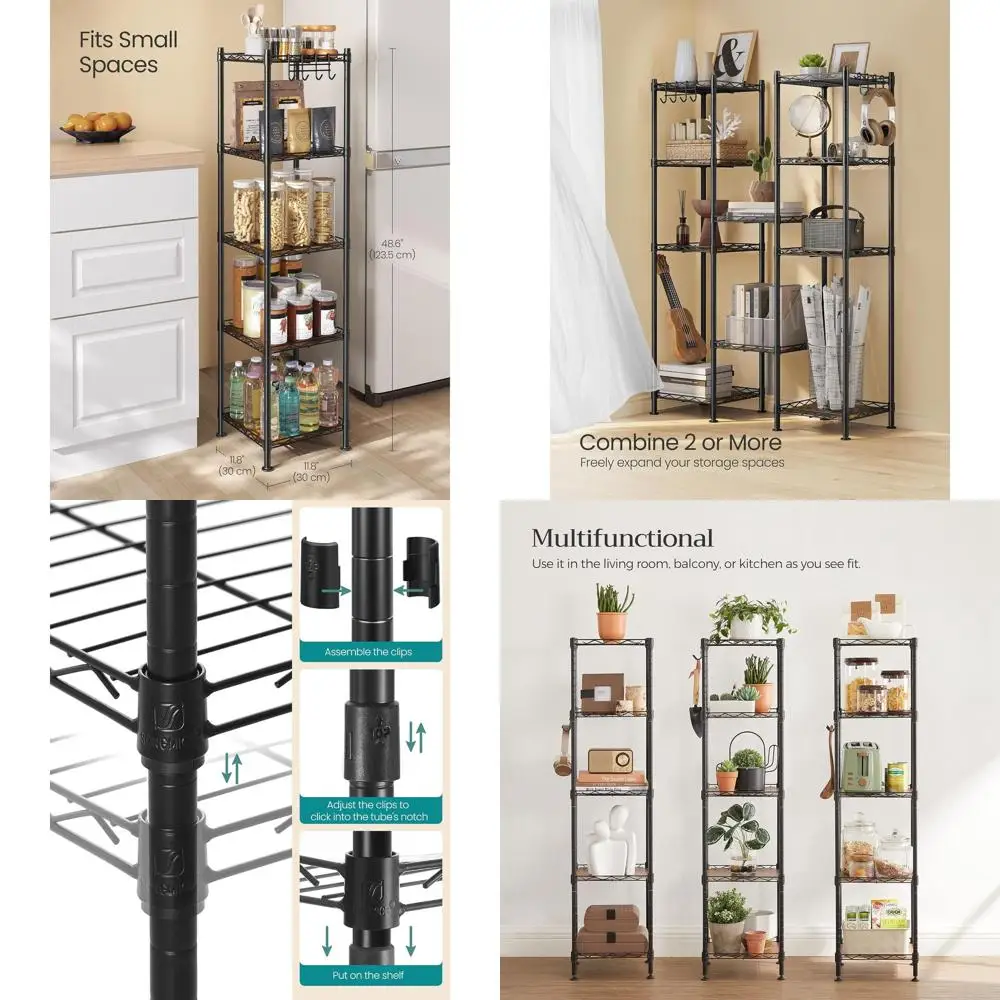 5-уровневая выдвижная полка для хранения в ванной комнате со съемными крючками, 5 вкладышей, компактный дизайн черного цвета и коричневого цвета в деревенском стиле
5-уровневая выдвижная полка для хранения в ванной комнате со съемными крючками, 5 вкладышей, компактный дизайн черного цвета и коричневого цвета в деревенском стиле