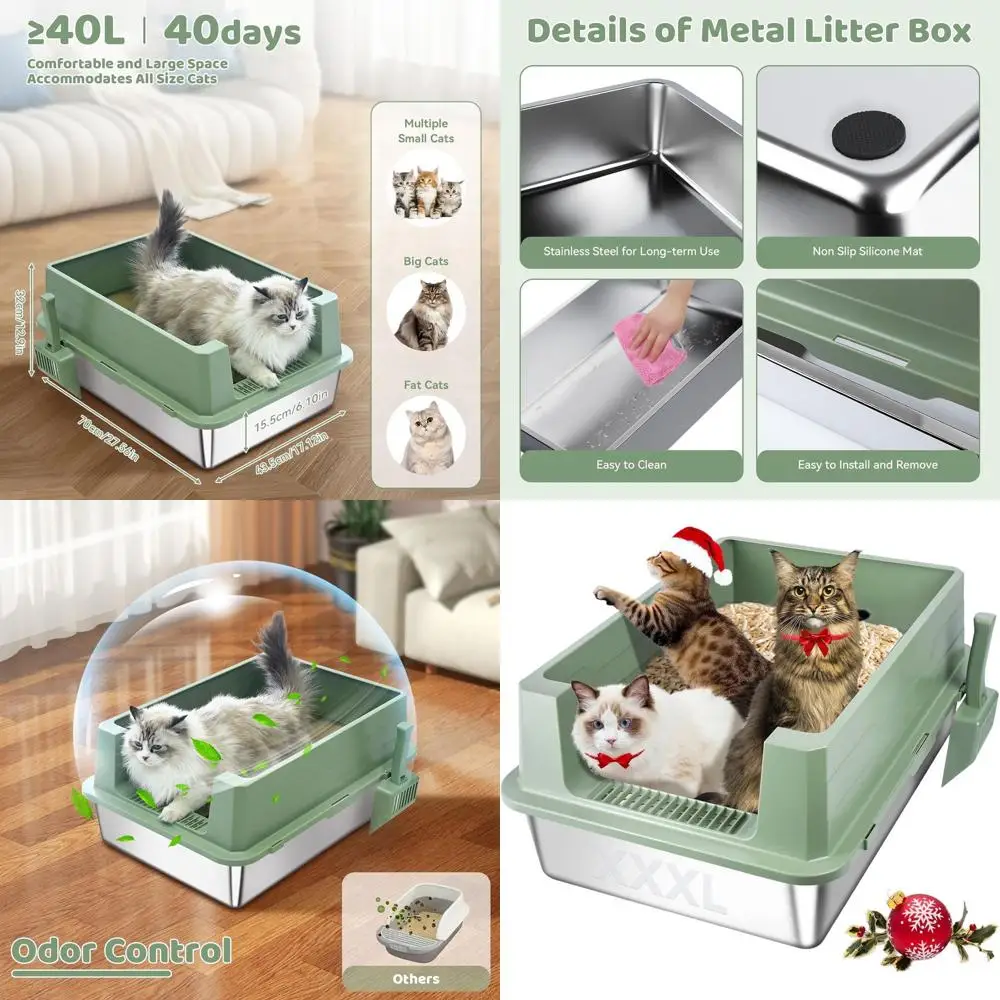 Очень большой лоток из нержавеющей стали 28x20x12 с высокими сторонами для больших кошек, защита от протечек, легко чистится (зеленый)
Очень большой лоток из нержавеющей стали 28x20x12 с высокими сторонами для больших кошек, защита от протечек, легко чистится (зеленый)