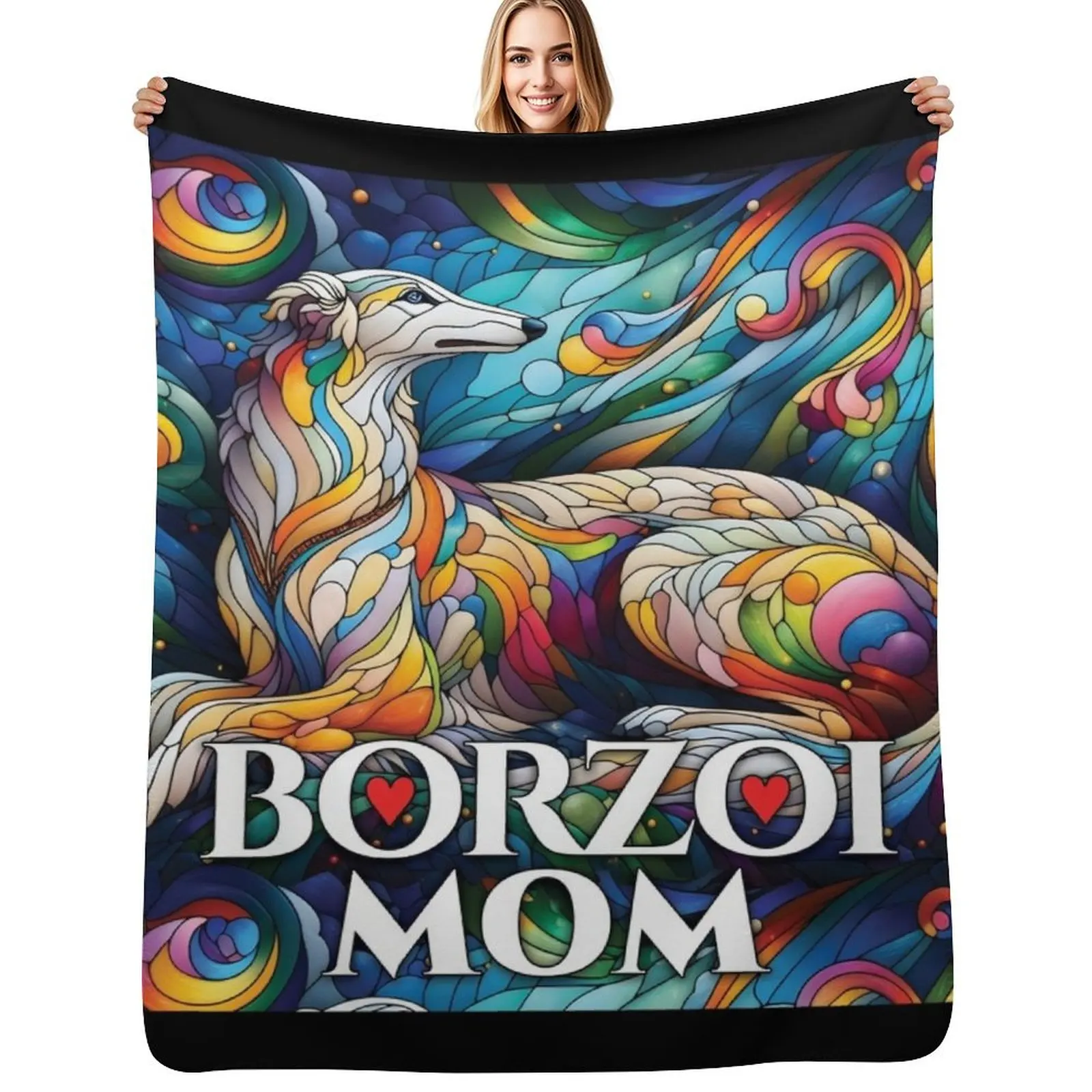 Borzoi mom, stained glass. I love borzois. Throw Blanket Summer Cool Breathable Blanket for Sleeping
Borzoi mom, stained glass. I love borzois. Throw Blanket Summer Cool Breathable Blanket for Sleeping