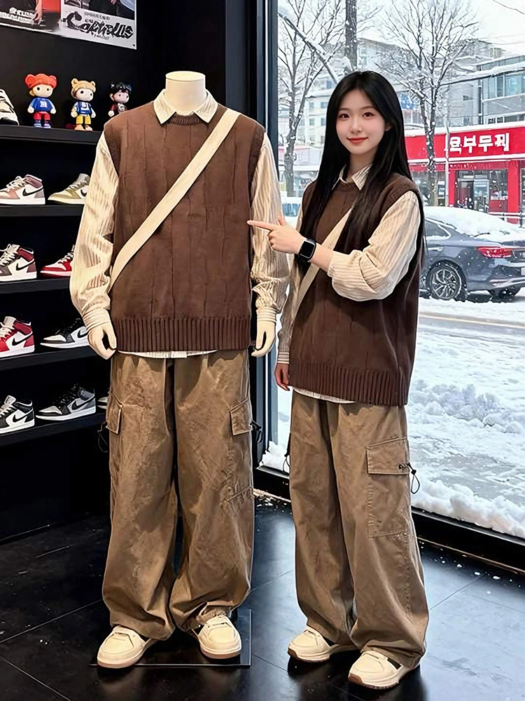 Коричневый вязаный жилет Ce, осенне-зимний круглый атласный топ на бретелях, многослойный американский свитер Lazy Sle
Коричневый вязаный жилет Ce, осенне-зимний круглый атласный топ на бретелях, многослойный американский свитер Lazy Sle