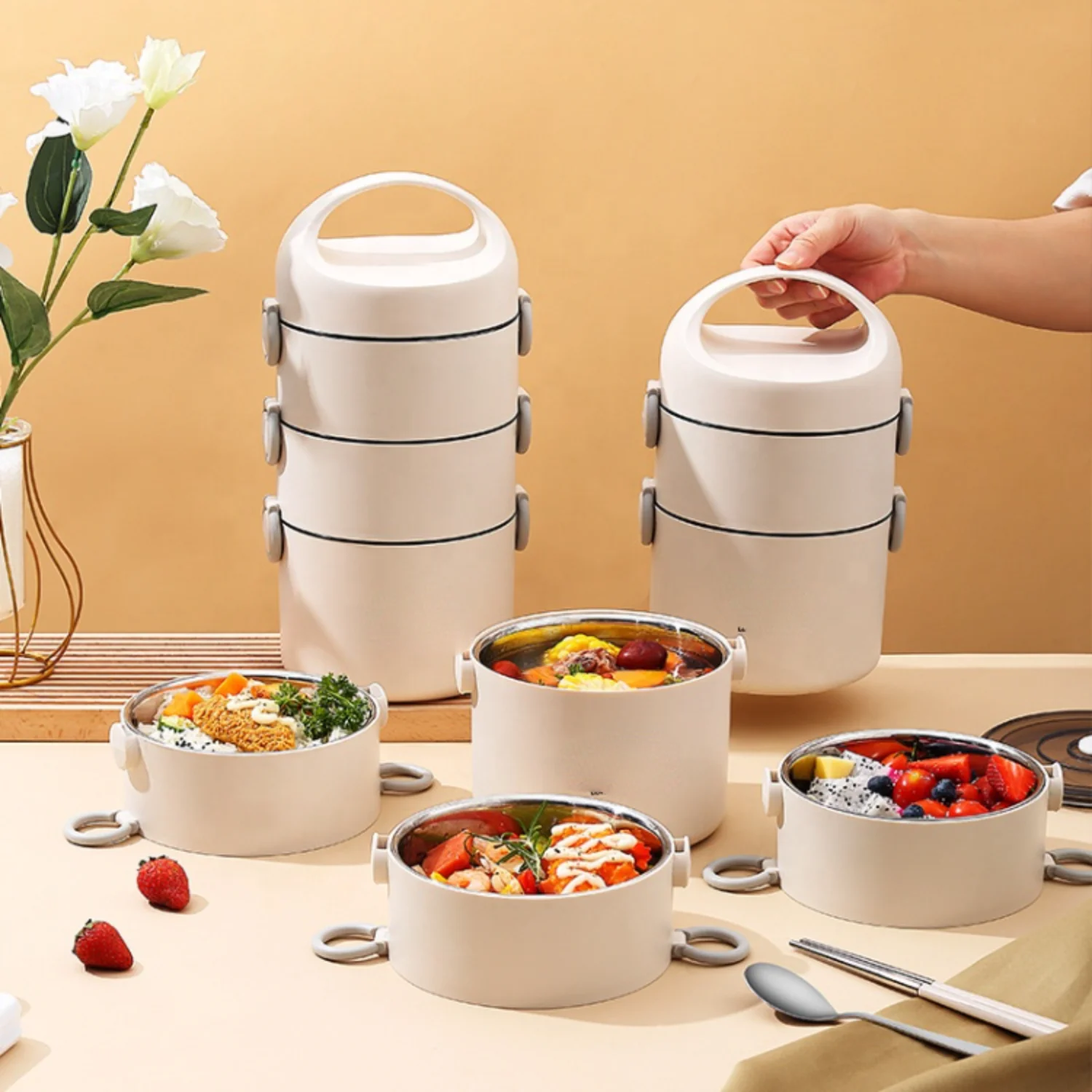 Insulated Lunch Set with Stackable Flask Durable for Portability and Food Preservation
Insulated Lunch Set with Stackable Flask Durable for Portability and Food Preservation
