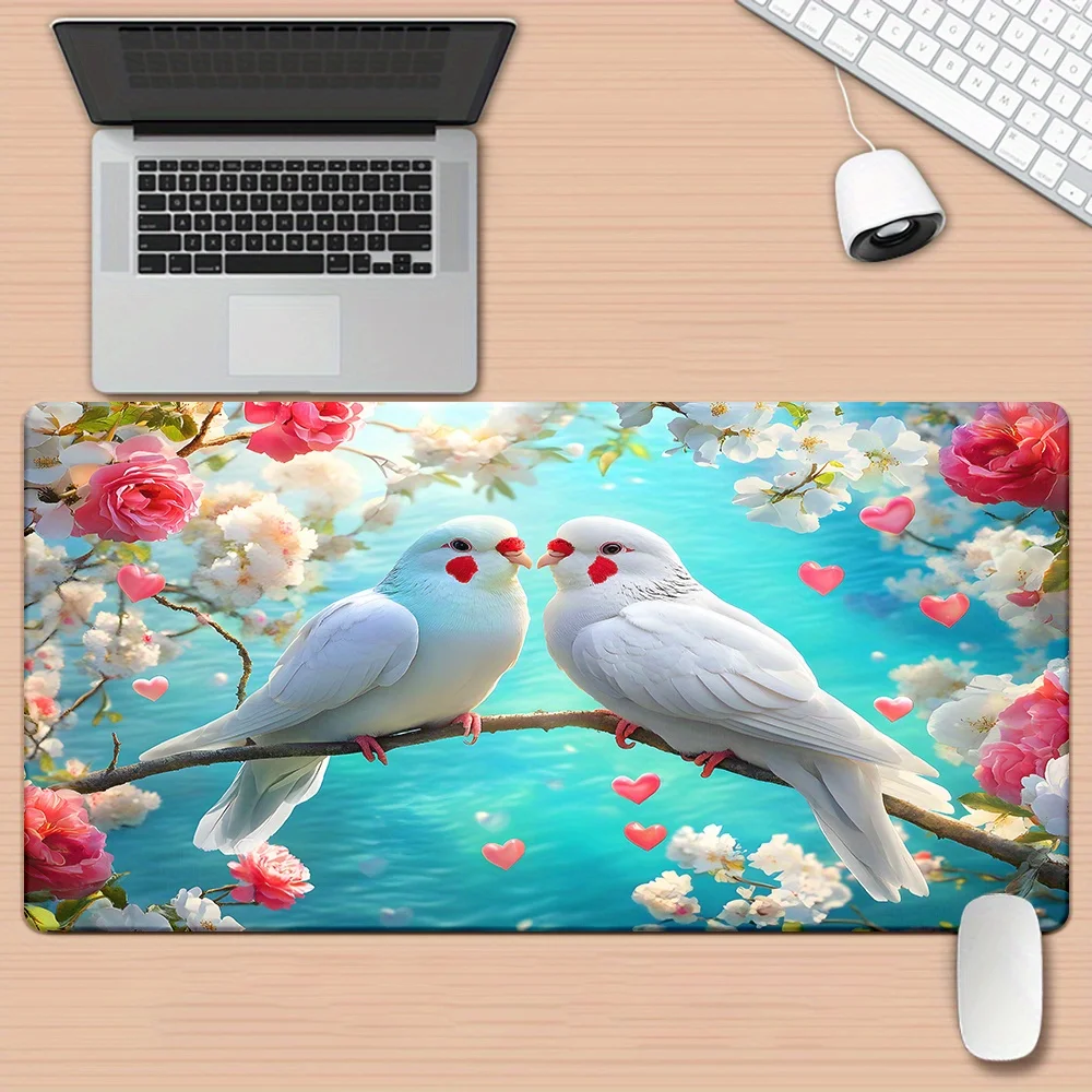 1pc XXL Non-Slip Rubber Base Mouse Pad - White Parrots & Floral Design with Pink Roses, Cherry Blossoms & Hearts, Soft Rubber &
1pc XXL Non-Slip Rubber Base Mouse Pad - White Parrots & Floral Design with Pink Roses, Cherry Blossoms & Hearts, Soft Rubber &