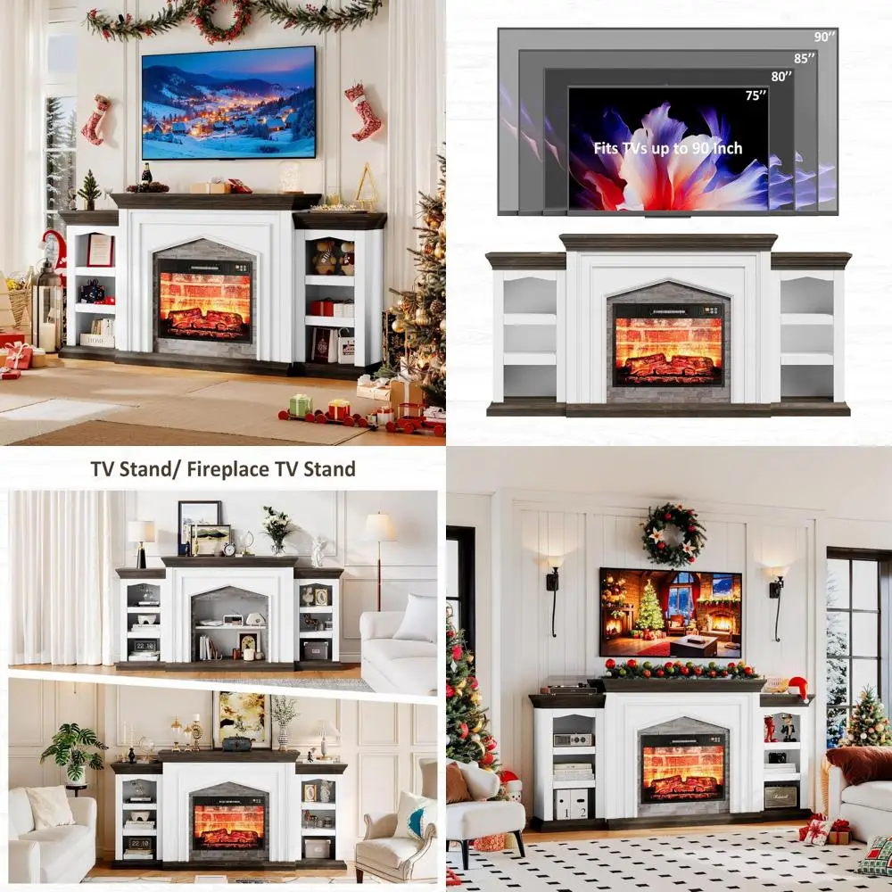 90 Farmhouse Style Electric Fireplace TV Stand with Storage Cabinet for TVs Up to 80
90 Farmhouse Style Electric Fireplace TV Stand with Storage Cabinet for TVs Up to 80