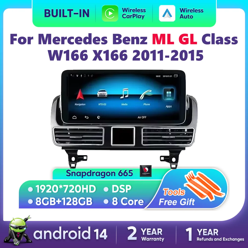 Nunoo Android 14 Car Radio Carplay Multimedia Player For Mercedes Benz ML GL W166 X166 2011-2015 NTG4.5 Autoradio Head Unit
Nunoo Android 14 Car Radio Carplay Multimedia Player For Mercedes Benz ML GL W166 X166 2011-2015 NTG4.5 Autoradio Head Unit